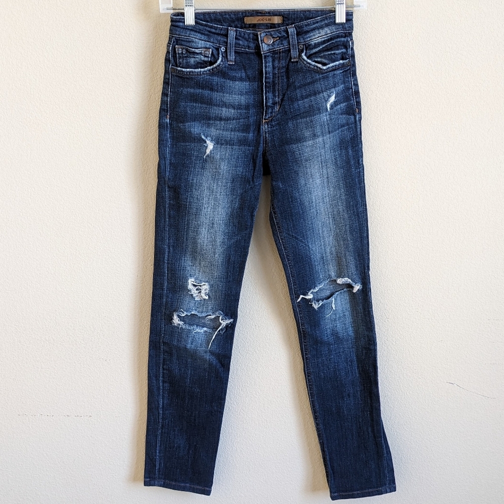 Joe's Distressed Skinny Jeans Women 24 Dark Denim Stretch Comfy Grunge Casual